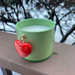 Anthropologie Mistletoe Moss scented Candle with Red Heart Charm